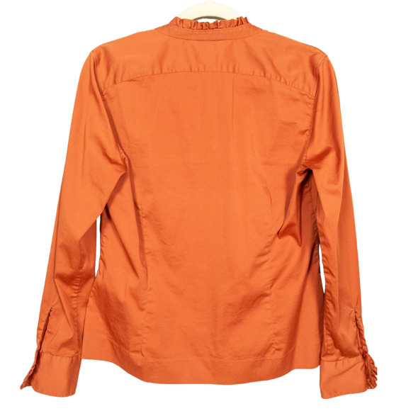CALIBAN Rust Orange Ruffle Edge Blouse Button Front Women's IT 44 US 8 - Picture 2 of 4